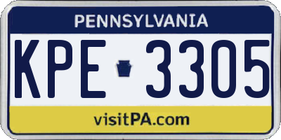 PA license plate KPE3305