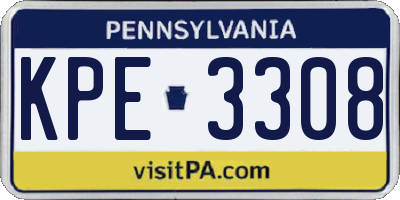 PA license plate KPE3308
