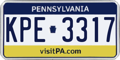 PA license plate KPE3317