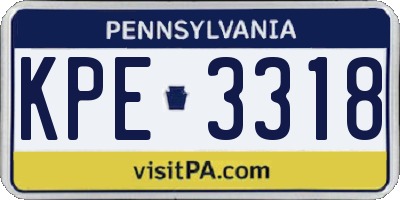 PA license plate KPE3318