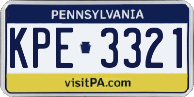 PA license plate KPE3321