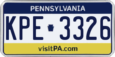 PA license plate KPE3326