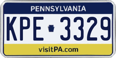 PA license plate KPE3329