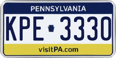 PA license plate KPE3330