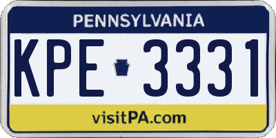 PA license plate KPE3331