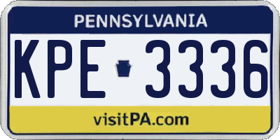 PA license plate KPE3336