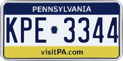 PA license plate KPE3344