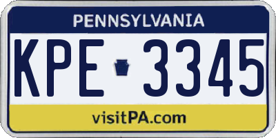 PA license plate KPE3345