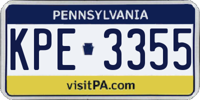 PA license plate KPE3355