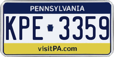 PA license plate KPE3359