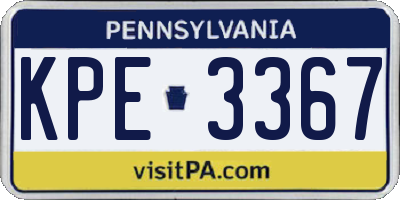 PA license plate KPE3367