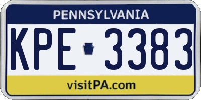 PA license plate KPE3383