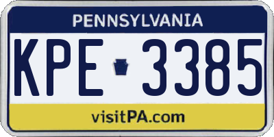 PA license plate KPE3385