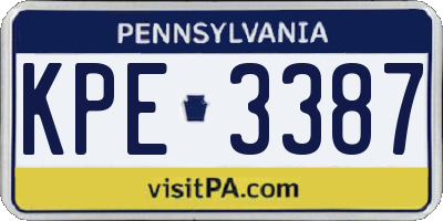 PA license plate KPE3387