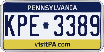 PA license plate KPE3389