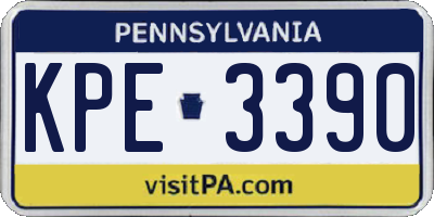 PA license plate KPE3390