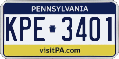 PA license plate KPE3401