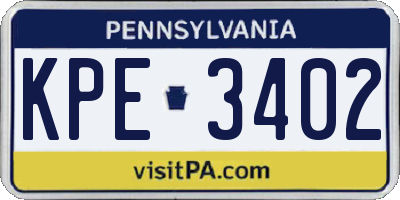 PA license plate KPE3402