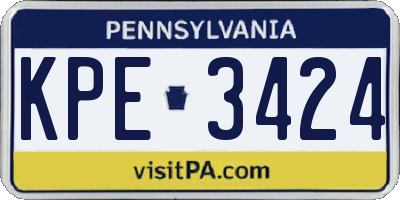 PA license plate KPE3424