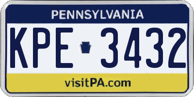 PA license plate KPE3432