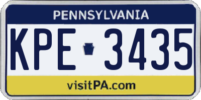 PA license plate KPE3435