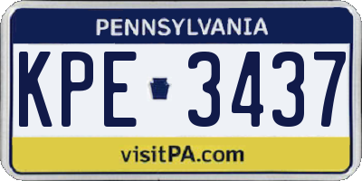 PA license plate KPE3437
