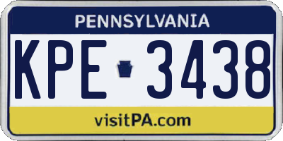 PA license plate KPE3438