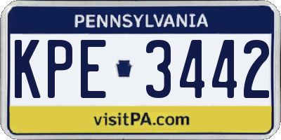 PA license plate KPE3442