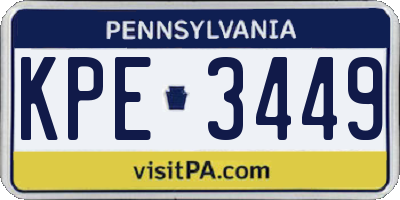 PA license plate KPE3449