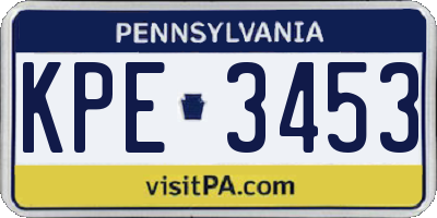 PA license plate KPE3453