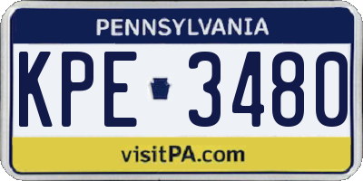 PA license plate KPE3480