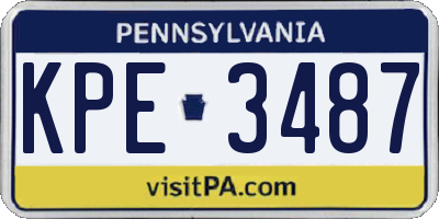PA license plate KPE3487