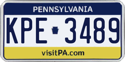 PA license plate KPE3489