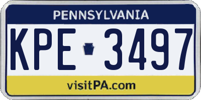 PA license plate KPE3497