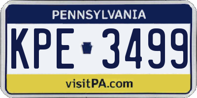 PA license plate KPE3499