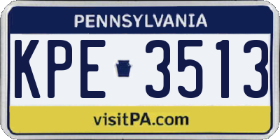PA license plate KPE3513