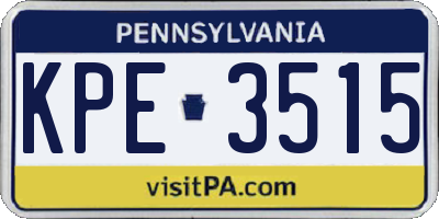 PA license plate KPE3515