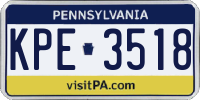 PA license plate KPE3518