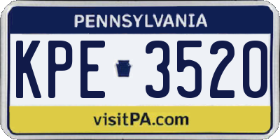 PA license plate KPE3520