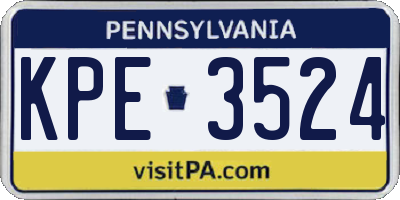 PA license plate KPE3524