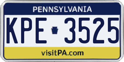 PA license plate KPE3525