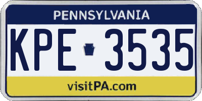 PA license plate KPE3535