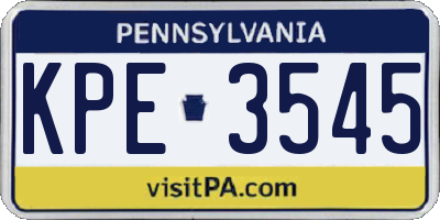 PA license plate KPE3545