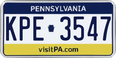 PA license plate KPE3547