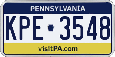 PA license plate KPE3548