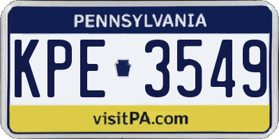 PA license plate KPE3549