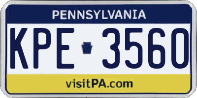 PA license plate KPE3560