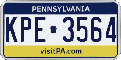PA license plate KPE3564