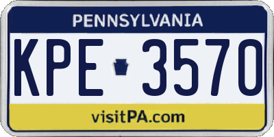 PA license plate KPE3570
