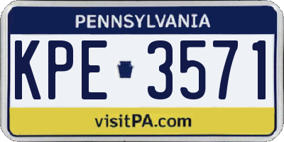 PA license plate KPE3571